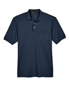 Harriton Men's 5.6 oz. Easy Blend Polo with Pocket M265P NAVY Pocket